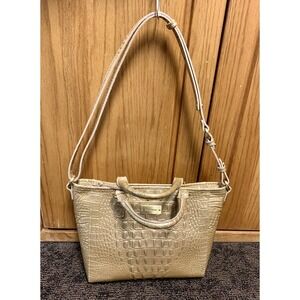 Brahmin Arno Gold Shoulder Croc Embossed EUC!